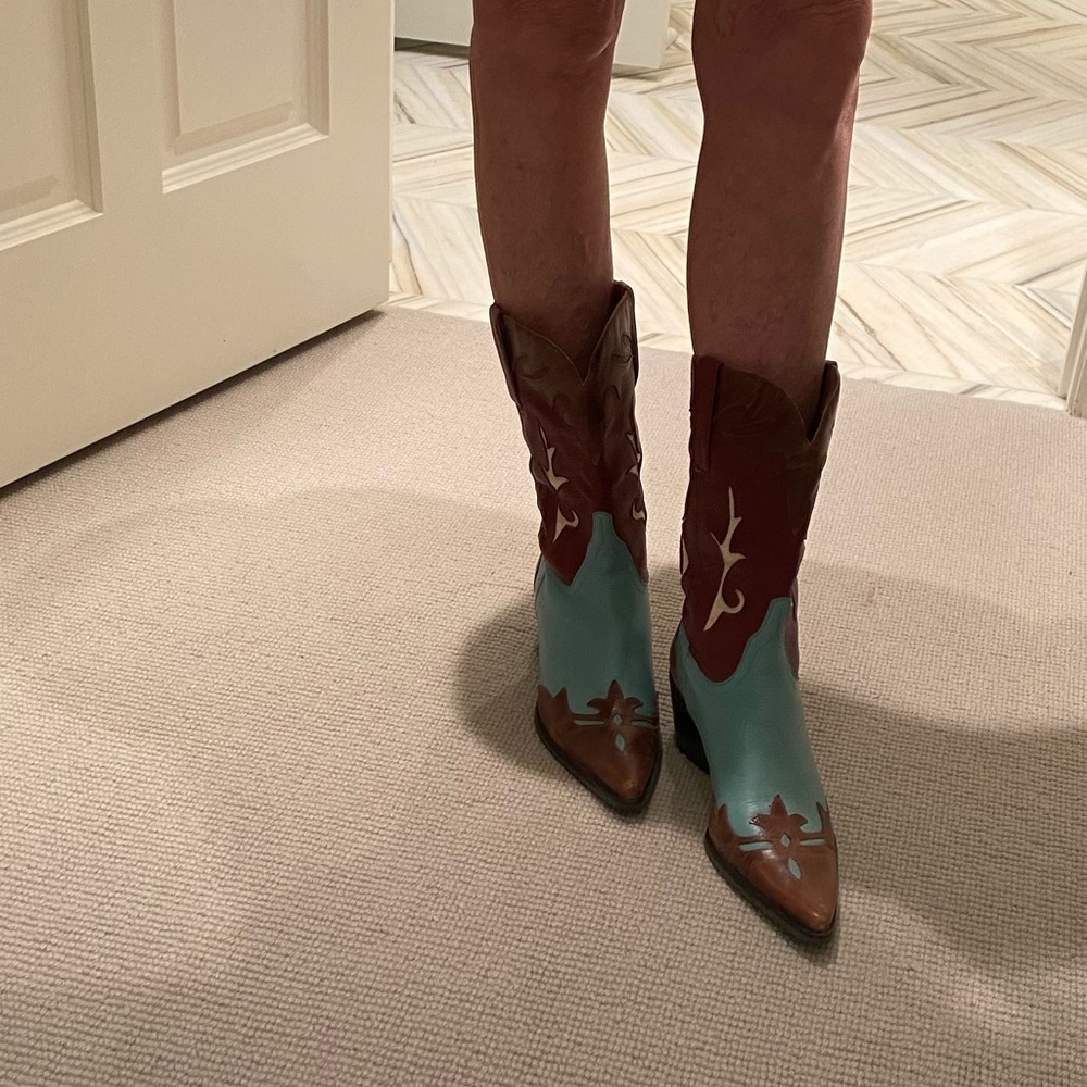 Unique leather cowboy boots from m Austin, Texas